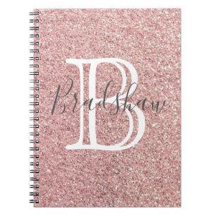 Girl Rose Gold Glitzer Glitzern Monogram Name Notizblock