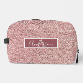Girl Rose Gold Glitzer Glitzern Monogram Name Waschbeutel