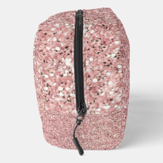 Girl Rose Gold Glitzer Glitzern Monogram Name Waschbeutel (Rechts)