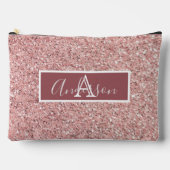 Girl Rose Gold Glitzer Glitzern Monogram Name Zubehörtasche (Vorderseite)