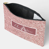 Girl Rose Gold Glitzer Glitzern Monogram Name Zubehörtasche (Offen)