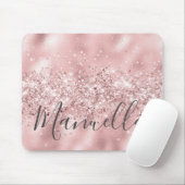 Girl Rose Gold Glitzer Individuelle Name Monogram Mousepad (Mit Mouse)