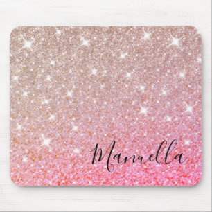 Girl Rose Gold Glitzer Individuelle Name Monogram Mousepad