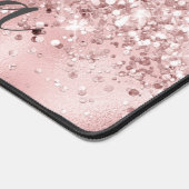 Girl Rose Gold Glitzer Individuelle Name Monogram Schreibtischunterlage (Ecke)