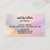 Girl Rose Gold Glitzer Iridescent Nail Techniker Visitenkarte (Rückseite)