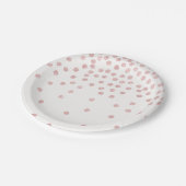 Girl-Rose Gold Glitzer Konfetti Polka Punkte Pappteller (Schrägansicht)