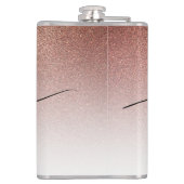 Girl Rose Gold Glitzer Monogram Black Script Name Flachmann (Rückseite)