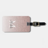 Girl Rose Gold Glitzer Monogram Blush Pink Script Gepäckanhänger (Vorderseite horizontal)