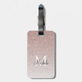 Girl Rose Gold Glitzer Monogram Blush Pink Script Gepäckanhänger (Rückseite vertikal)