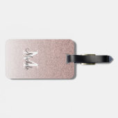 Girl Rose Gold Glitzer Monogram Blush Pink Script Gepäckanhänger (Rückseite horizontal)