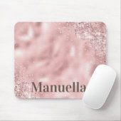 Girl Rose Gold Glitzer Monogram Individuelle Name Mousepad (Mit Mouse)