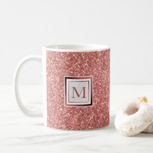 Girl Rose Gold Glitzer Monogram Kaffeetasse