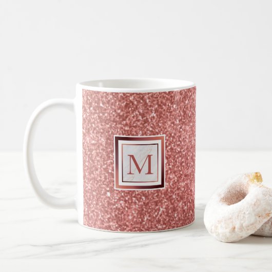 Girl Rose Gold Glitzer Monogram Kaffeetasse (Mit Donut)