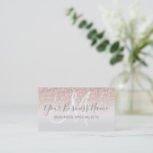Girl Rose Gold Glitzer Monogram Logo Visitenkarte (Stehend Vorderseite)