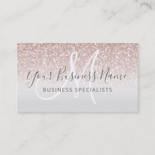 Girl Rose Gold Glitzer Monogram Logo Visitenkarte