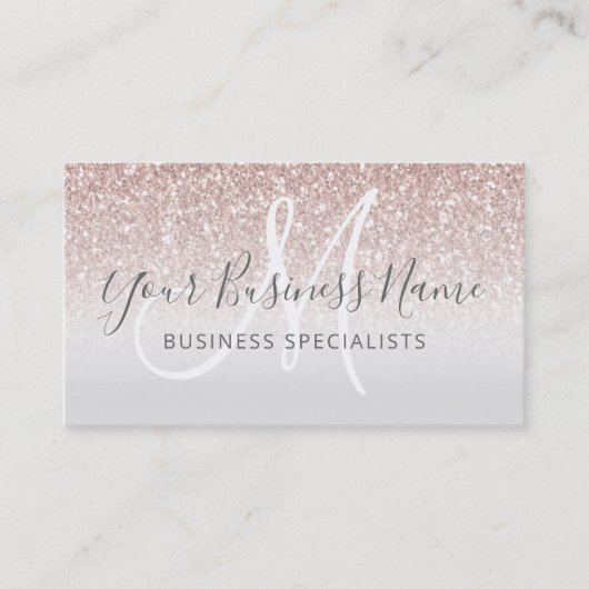 Girl Rose Gold Glitzer Monogram Logo Visitenkarte (Vorderseite)