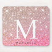 Girl Rose Gold Glitzer Monogram Personalisiert Mousepad (Vorne)