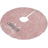 Girl Rose Gold Glitzer Monogramm Name Polyester Weihnachtsbaumdecke (Schrägansicht)