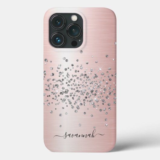 Girl Rose Gold Glitzer Name Case-Mate iPhone Hülle (Rückseite)