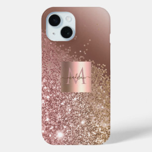 Girl Rose Gold Glitzer Name Monogram Case-Mate iPhone Hülle