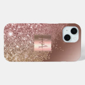 Girl Rose Gold Glitzer Name Monogram Case-Mate iPhone Hülle (Rückseite (Horizontal))
