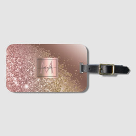 Girl Rose Gold Glitzer Name Monogram Gepäckanhänger