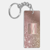 Girl Rose Gold Glitzer Name Monogram Schlüsselanhänger (Vorderseite links)