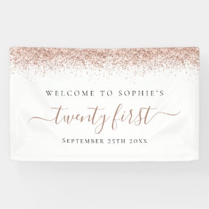 Girl Rose Gold Glitzer Name Willkommen 21 Banner