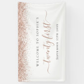 Girl Rose Gold Glitzer Name Willkommen 21 Banner (Vertikal)