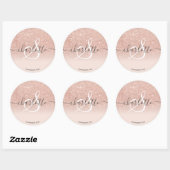 Girl Rose gold Glitzer ombre blush name monogram Runder Aufkleber (Blatt)