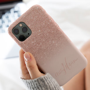 Girl Rose gold Glitzer ombre Glitzern mit Monogram Case-Mate iPhone Hülle