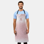Girl Rose Gold Glitzer Ombre Monogram Schürze (Getragen)