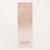 Girl Rose Gold Glitzer ombre pink mit Monogramm Yogamatte (Vorderseite)