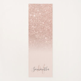 Girl Rose Gold Glitzer ombre pink mit Monogramm Yogamatte