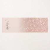 Girl Rose Gold Glitzer ombre pink mit Monogramm Yogamatte (Vorderseite (Horizontal))