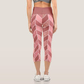 Girl Rose Gold Glitzer Pink Herringbone Zickzack Capri Leggings (Rückseite)
