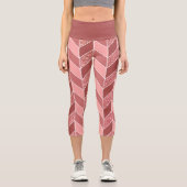 Girl Rose Gold Glitzer Pink Herringbone Zickzack Capri Leggings (Vorderseite)