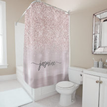 Girl Rose Gold Glitzer Pink Metal Monogram Name