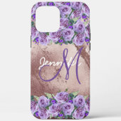 Girl Rose Gold Glitzer Script Monogram Case-Mate iPhone Hülle (Rückseite)