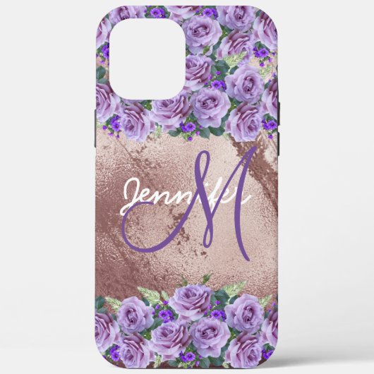 Girl Rose Gold Glitzer Script Monogram Case-Mate iPhone Hülle (Rückseite)