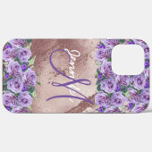 Girl Rose Gold Glitzer Script Monogram Case-Mate iPhone Hülle (Rückseite (Horizontal))