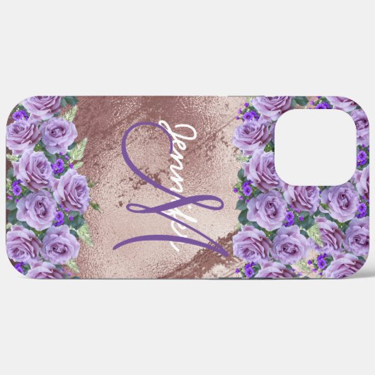 Girl Rose Gold Glitzer Script Monogram Case-Mate iPhone Hülle (Rückseite (Horizontal))