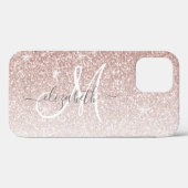Girl Rose Gold Glitzer Script Monogramm Case-Mate iPhone Hülle (Rückseite (Horizontal))