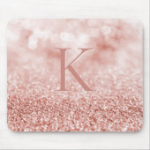 Girl Rose Gold Glitzer Shiny Bokeh Monogram Mousepad (Vorne)