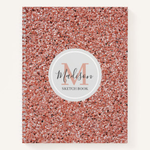 Girl Rose Gold Glitzer Sketchbook Name Notebook Notizblock