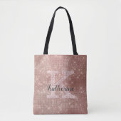 Girl Rose Gold Glitzer Sparkle Glam Monogram Name Tasche (Vorderseite)