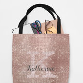 Girl Rose Gold Glitzer Sparkle Glam Monogram Name Tasche