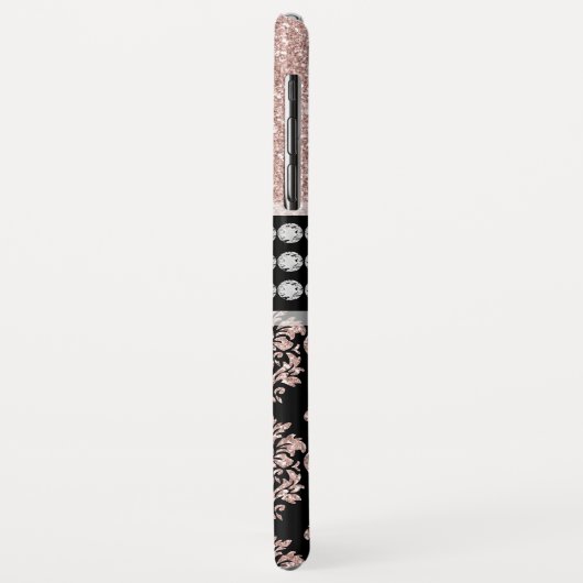 Girl Rose Gold Glitzer Sparkle Monogram Name Case-Mate iPhone Hülle (Hinten/Links)