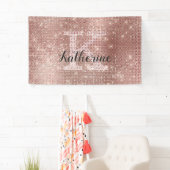 Girl Rose Gold Glitzer Sparkle Monogram Name Dorm Banner (Insitu)