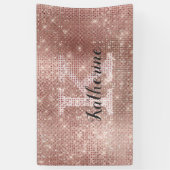 Girl Rose Gold Glitzer Sparkle Monogram Name Dorm Banner (Vertikal)